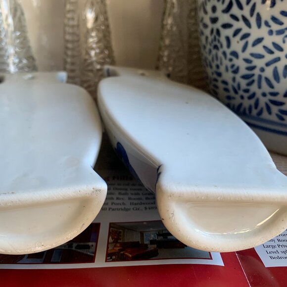 Chinese porcelain wall pocket vase blue and white set of 2 - Picture 9 of 10